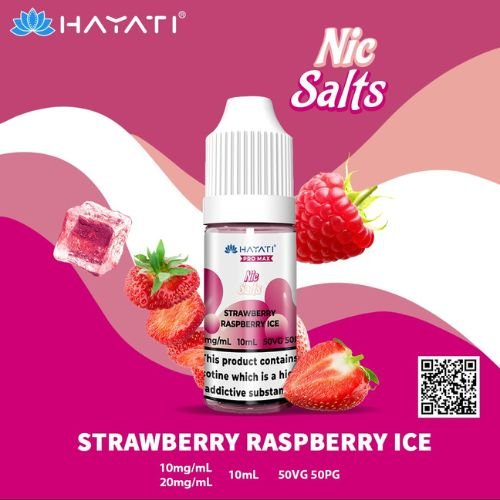 Hayati Pro Max 10ml Nic Salt E-Liquid - Pack of 10 Strawberry Raspberry Ice Flavour - UKVaper