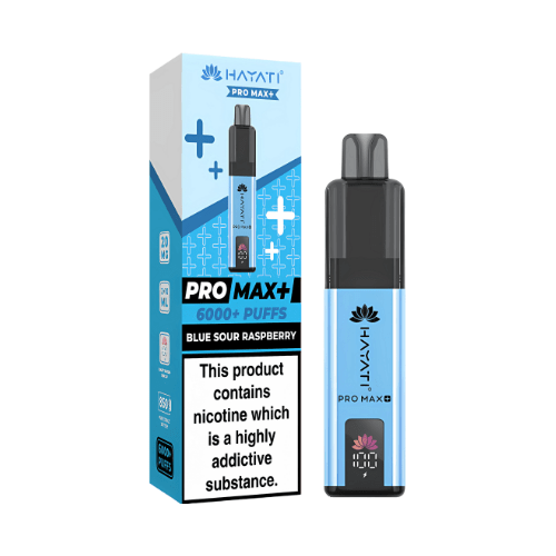 Hayati Pro Max Plus 6000 Disposable Vape Device20mg Box of 5 , Blue Sour Raspberry UK Vaper