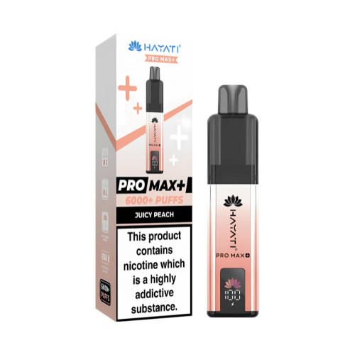 Hayati Pro Max Plus 6000 Disposable Vape Device20mg Box of 5, Juicy Peach UK Vaper