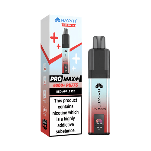 Hayati Pro Max Plus 6000 Disposable Vape Device20mg Box of 5, Red Apple Ice UK Vaper
