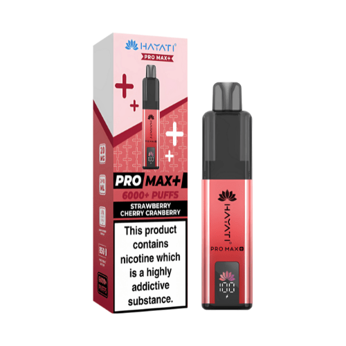 Hayati Pro Max Plus 6000 Disposable Vape Device20mg Box of 5, Strawberry Cherry Cranberry UK Vaper