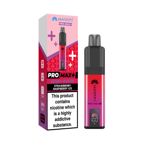 Hayati Pro Max Plus 6000 Disposable Vape Device20mg Box of 5, Strawberry Raspberry Ice UK Vaper