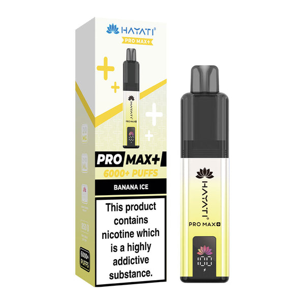 Hayati Pro Max Plus 6000 Puffs Pre Filled Pod Vape Kit, Banana Ice Flavor