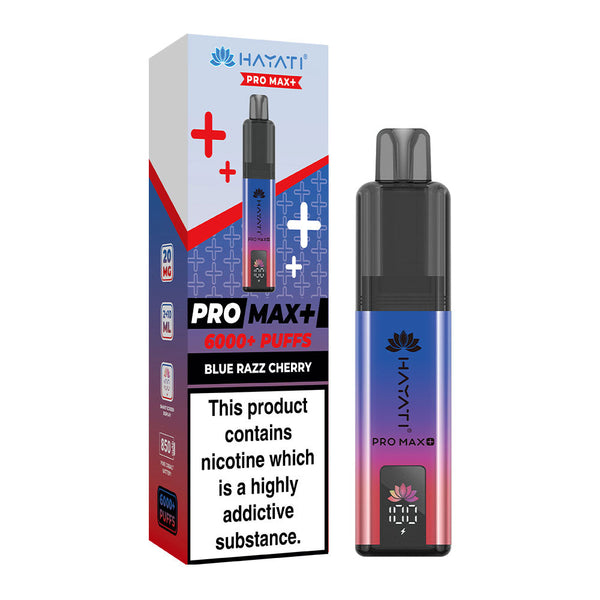 Hayati Pro Max Plus 6000 Puffs Pre Filled Pod Vape Kit, Blue Razz Cherry Flavor