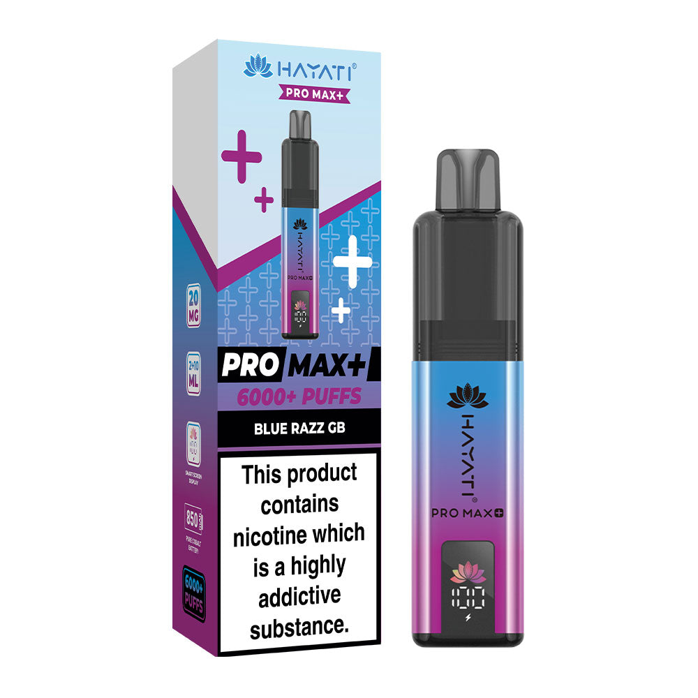 Hayati Pro Max Plus 6000 Puffs Pre Filled Pod Vape Kit, Blue Razz GB Flavor