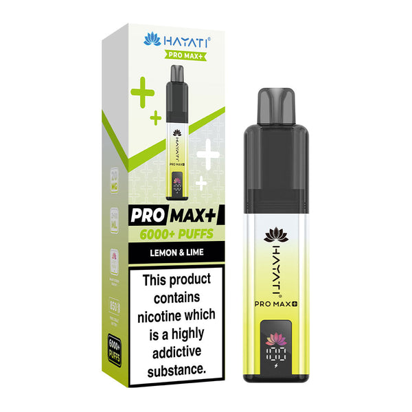 Hayati Pro Max Plus 6000 Puffs Pre Filled Pod Vape Kit, Lemon Lime Flavor