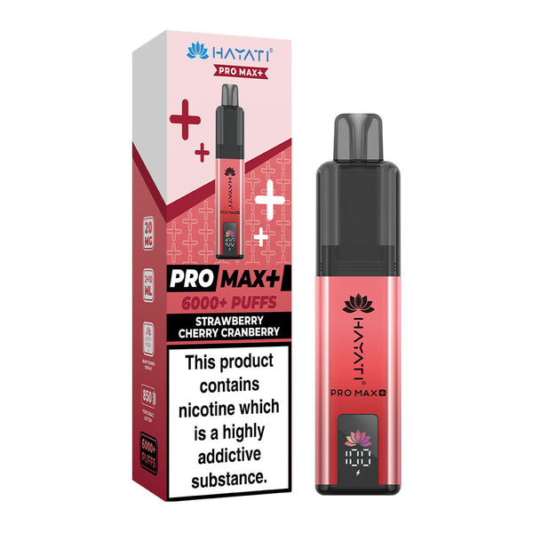 Hayati Pro Max Plus 6000 Puffs Pre Filled Pod Vape Kit, Strawberry Cherry Cranberry Flavor