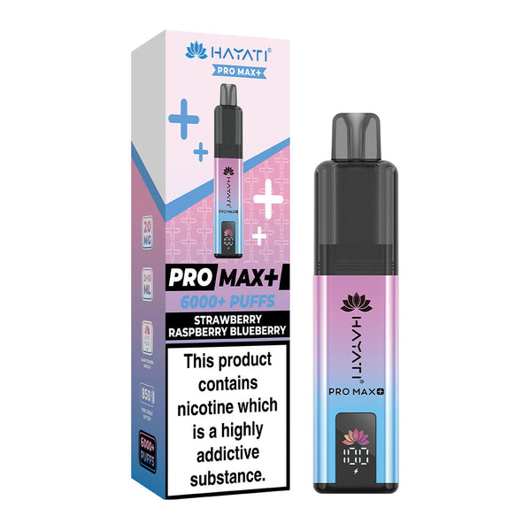 Hayati Pro Max Plus 6000 Puffs Pre Filled Pod Vape Kit, Strawberry Raspberry Blueberry Flavor