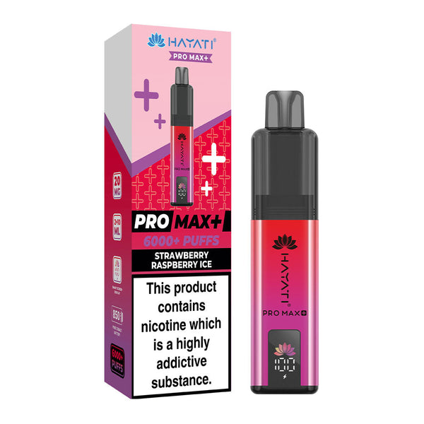 Hayati Pro Max Plus 6000 Puffs Pre Filled Pod Vape Kit, Strawberry Raspberry Ice Flavor