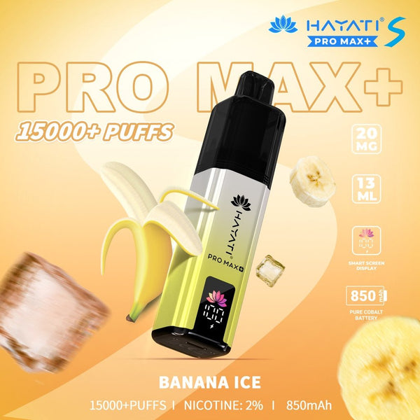 Hayati Pro Max S Plus 15K Pod Vape Kit Banana Ice Flavour