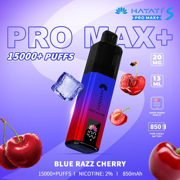 Hayati Pro Max S Plus 15K Pod Vape KitBlue Razz Cherry Flavour