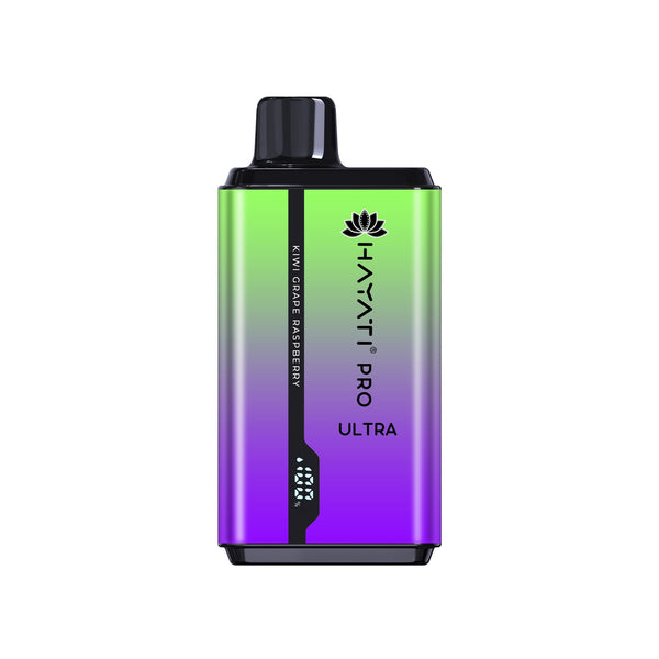 Hayati Pro Ultra 15000 Puffs Prefilled Vape Kit Device, Kiwi Cherry Raspberry Flavor