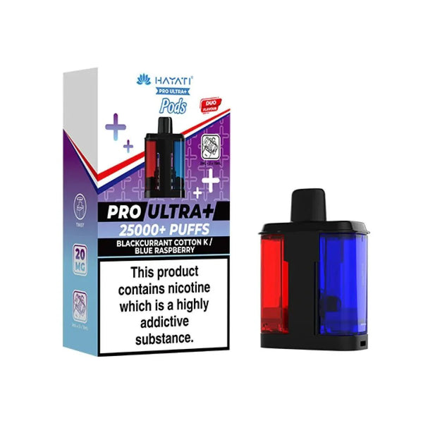 Hayati Pro Ultra Plus 25000 Prefilled Pods, Blueberry Cotton K, Blue Raspberry Flavor
