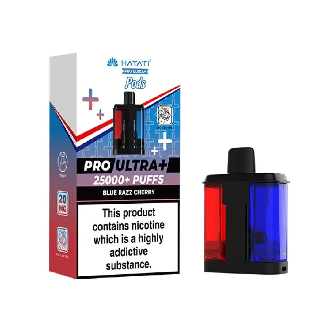 Hayati Pro Ultra Plus 25000 Prefilled Pods, Blue Razz Cherry Flavor