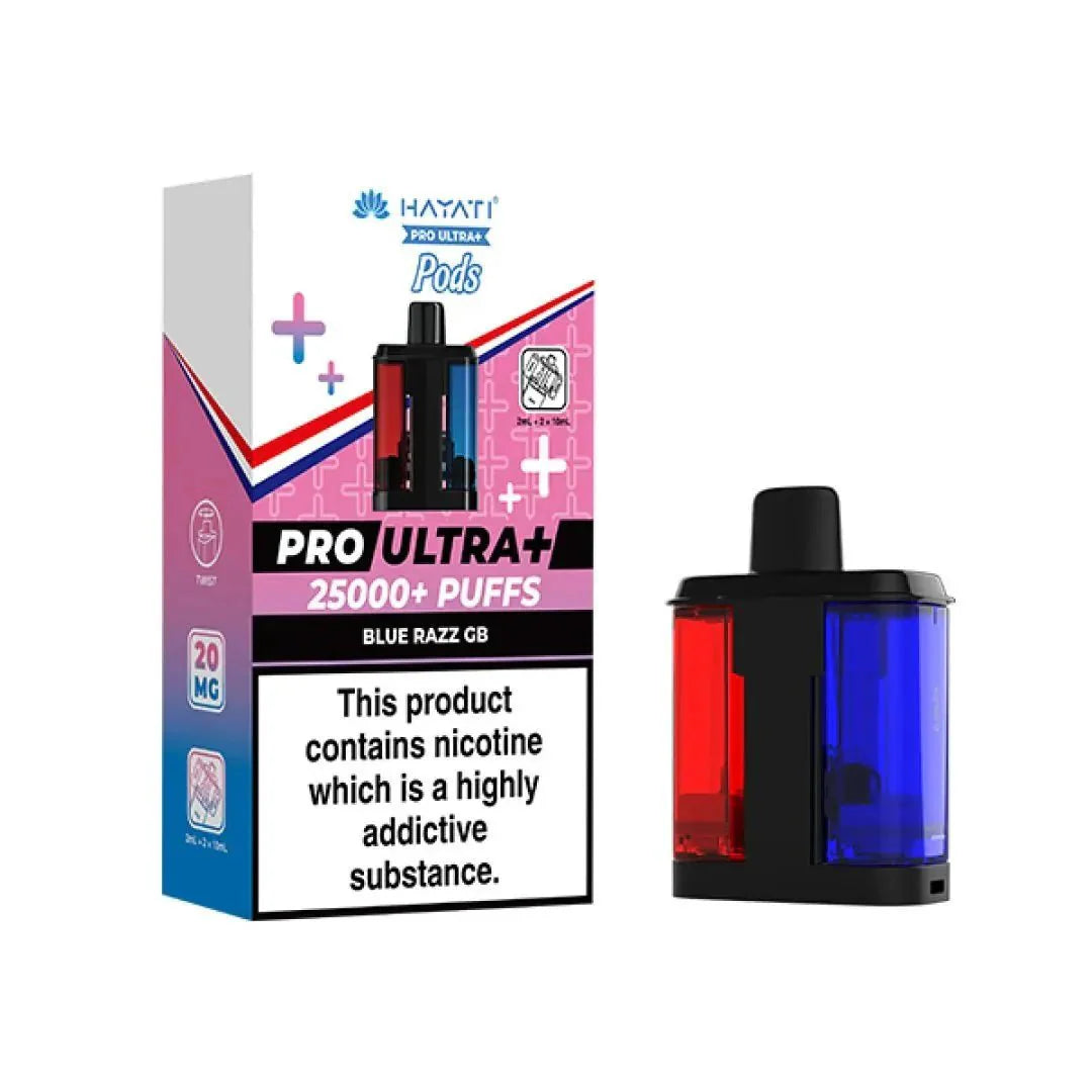 Hayati Pro Ultra Plus 25000 Prefilled Pods, Blue Razz GB Flavor