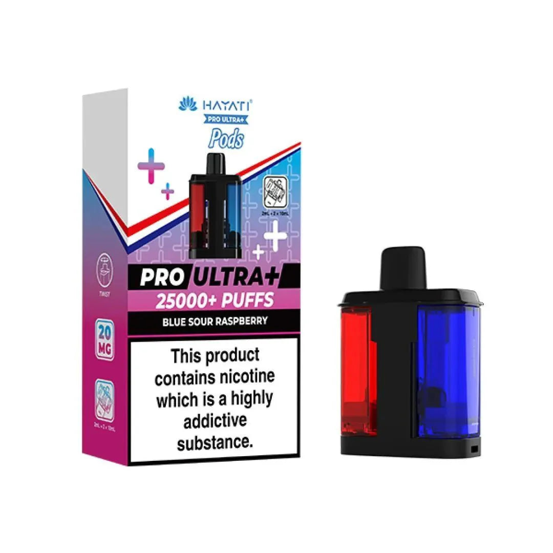 Hayati Pro Ultra Plus 25000 Prefilled Pods, Blue Sour Raspberry Flavor