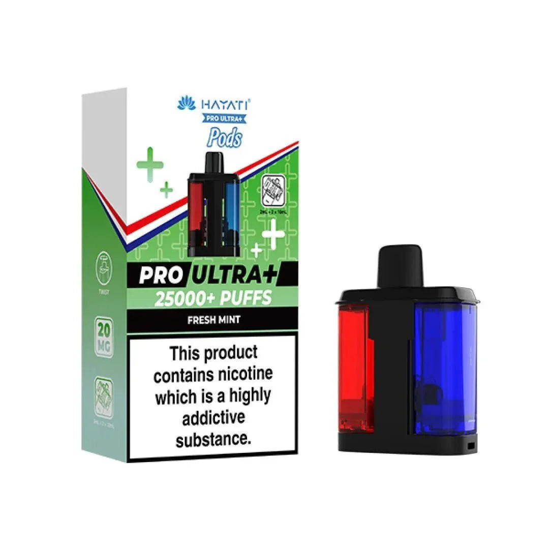 Hayati Pro Ultra Plus 25000 Prefilled Pods, Fresh Mint Flavor