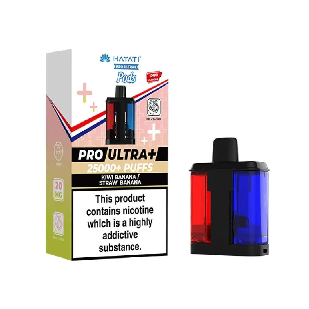 Hayati Pro Ultra Plus 25000 Prefilled Pods, Kiwi Banana, Straw Banana Flavor