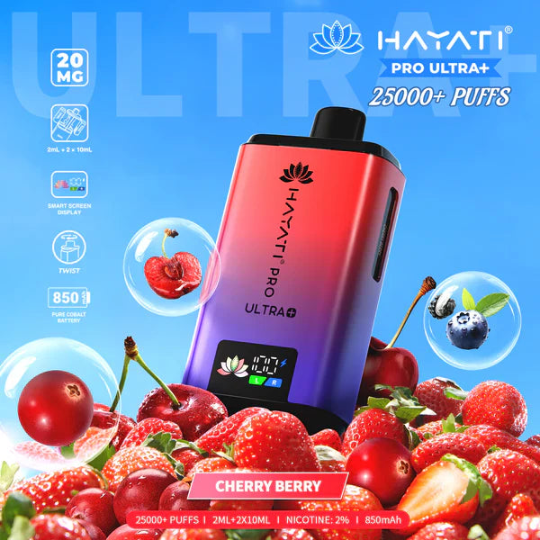 Hayati Pro Ultra Plus 25000 Prefilled Pod Kit, Cherry Berry Flavor