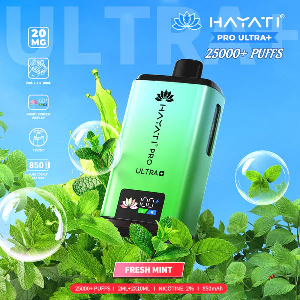 Hayati Pro Ultra Plus 25000 Prefilled Pod Kit, Fresh Mint Flavor