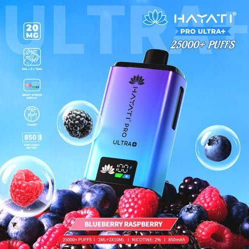 Hayati Pro Ultra Plus 25k Prefilled Pod Kit Box of 5, Blueberry Raspberry Flavour