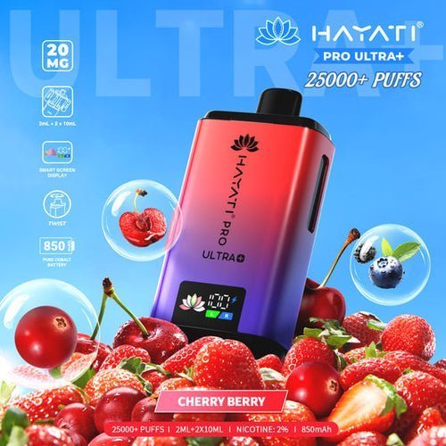 Hayati Pro Ultra Plus 25k Prefilled Pod Kit Box of 5, Cherry Berry Flavour