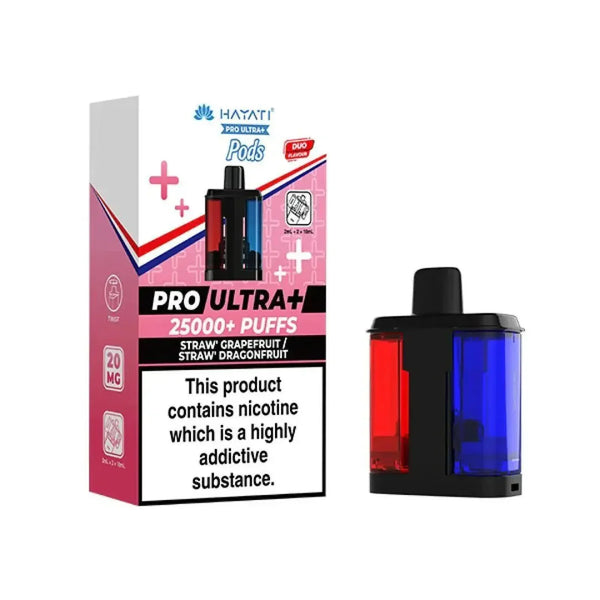 Hayati Pro Ultra Plus 25k Prefilled Pods Box of 5, Straw Grapefruit Straw Dragonfruit Flavour