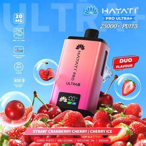 Hayati Pro Ultra Plus 25k Prefilled Pod Kit Box of 5, Cherry Ice Flavor
