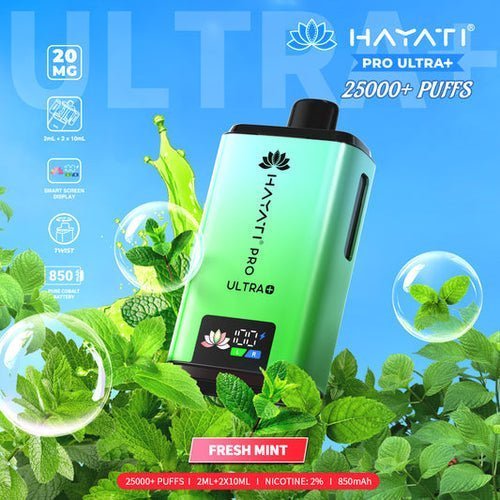 Hayati Pro Ultra Plus 25k Prefilled Pod Kit Box of 5, Fresh Mint Flavor