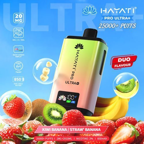 Hayati Pro Ultra Plus 25k Prefilled Pod Kit Box of 5, Kiwi Banana Flavor