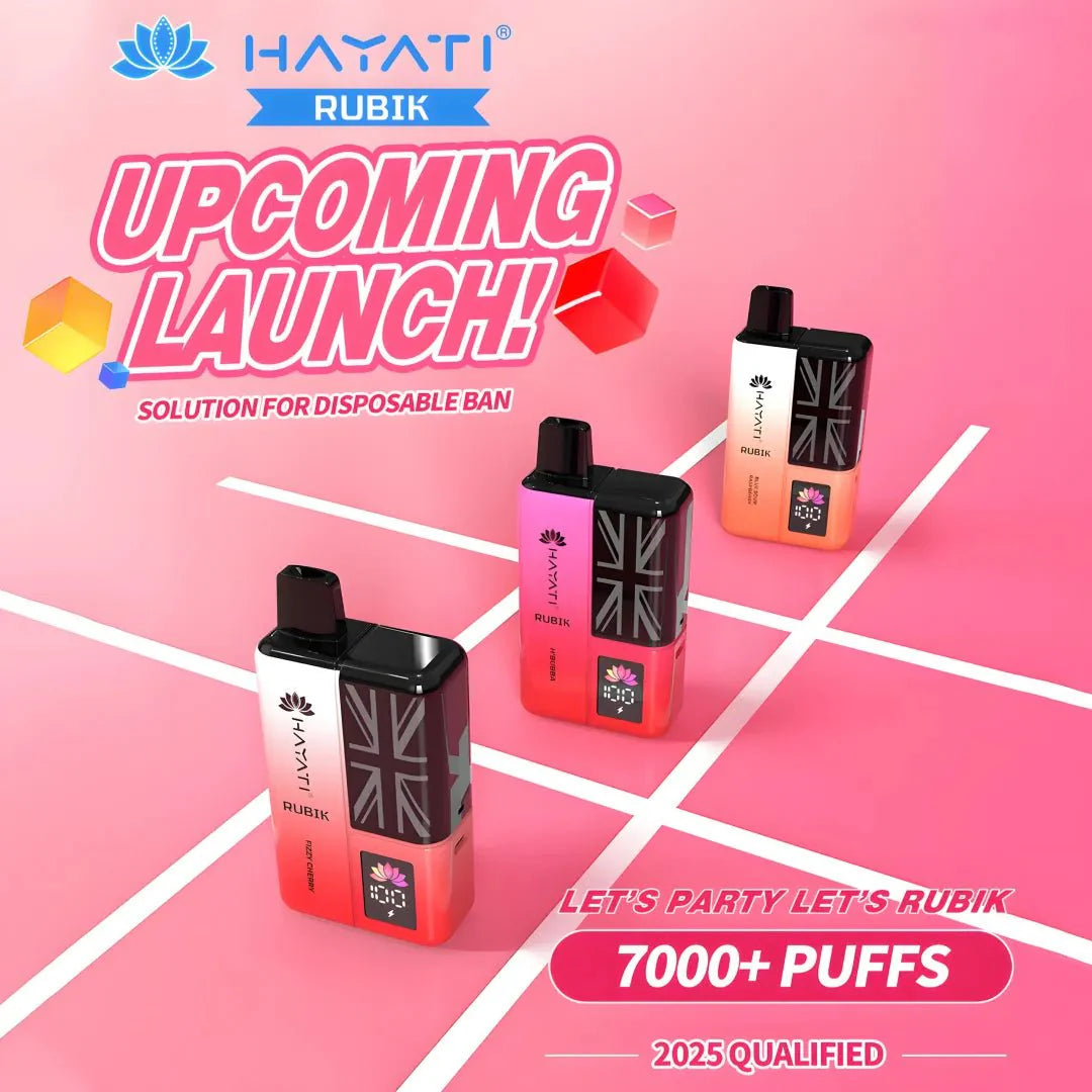 Hayati Rubik 7000 Puffs Disposable Vape Kit Pack of 5 - Banana Ice - vapeukwholesale