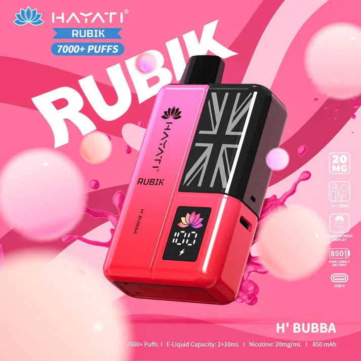 Hayati Rubik 7000 Puffs Disposable Vape Kit Pack of 5 - H'Bubba - vapeukwholesale