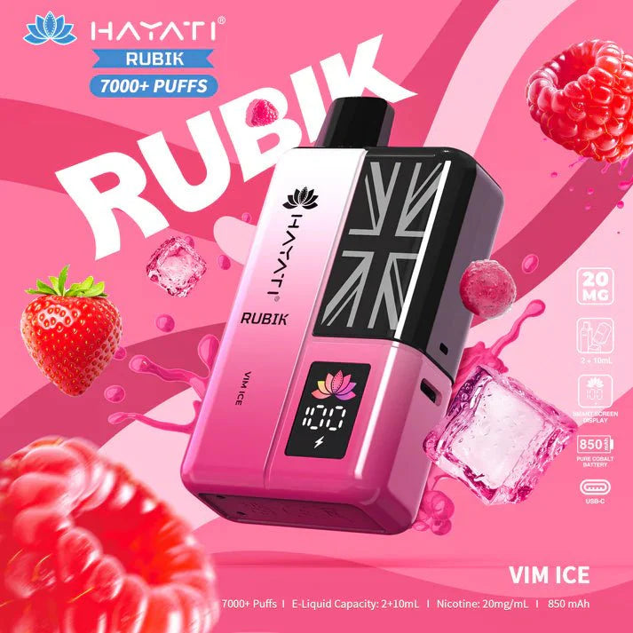 Hayati Rubik 7000 Puffs Disposable Vape Kit Pack of 5 - Vim Ice - vapeukwholesale