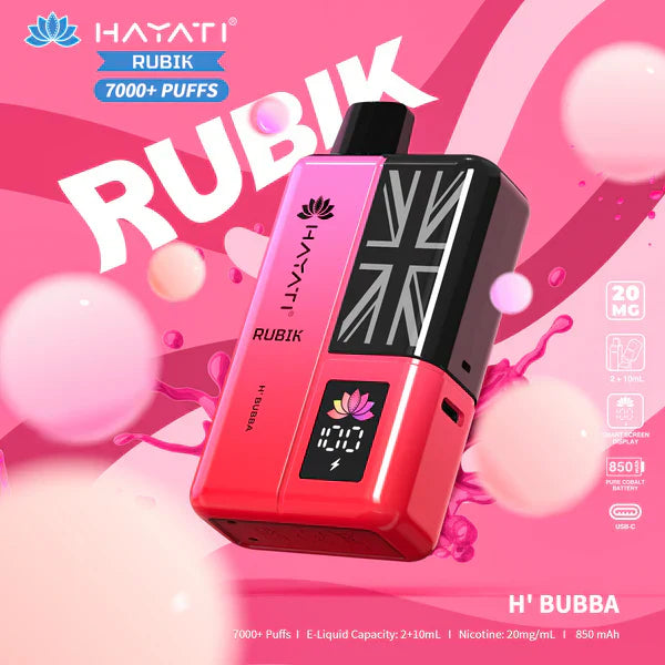 Hayati Rubik 7000 Puffs Replaceable Vape Kit, H Bubba Flavor