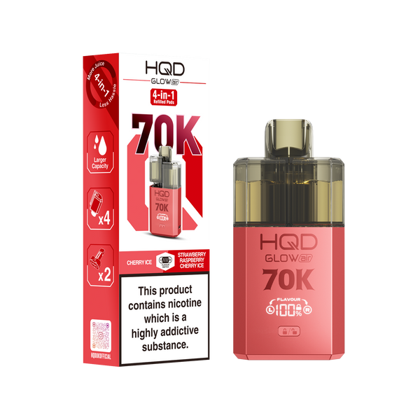 HQD Glow Air 70000 Prefilled Pod Vape Kit, Cherry Ice Flavor
