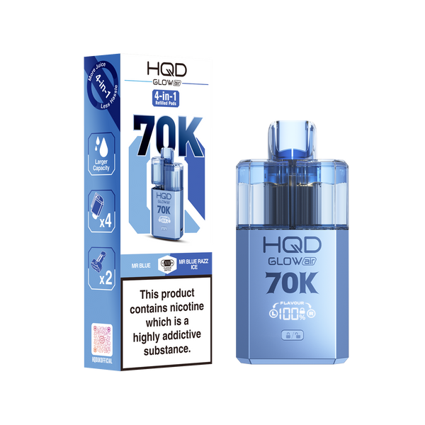 HQD Glow Air 70000 Prefilled Pod Vape Kit, Mr Blue Flavor