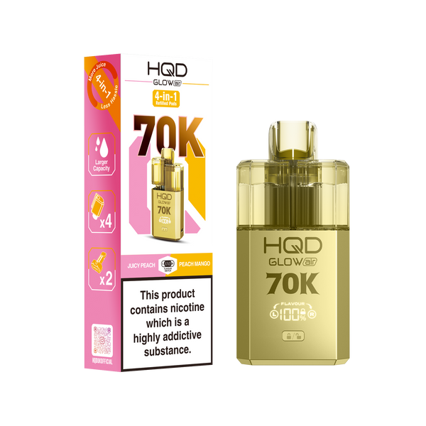 HQD Glow Air 70000 Prefilled Pod Vape Kit, Peach Mango Flavor