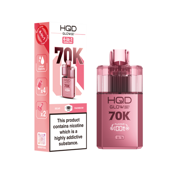 HQD Glow Air 70000 Prefilled Pod Vape Kit, Rainbow Flavor