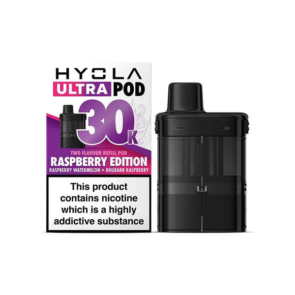 Hyola Ultra 30000 Puffs Prefilled Vape Pods Pack of 5, Raspberry Edition