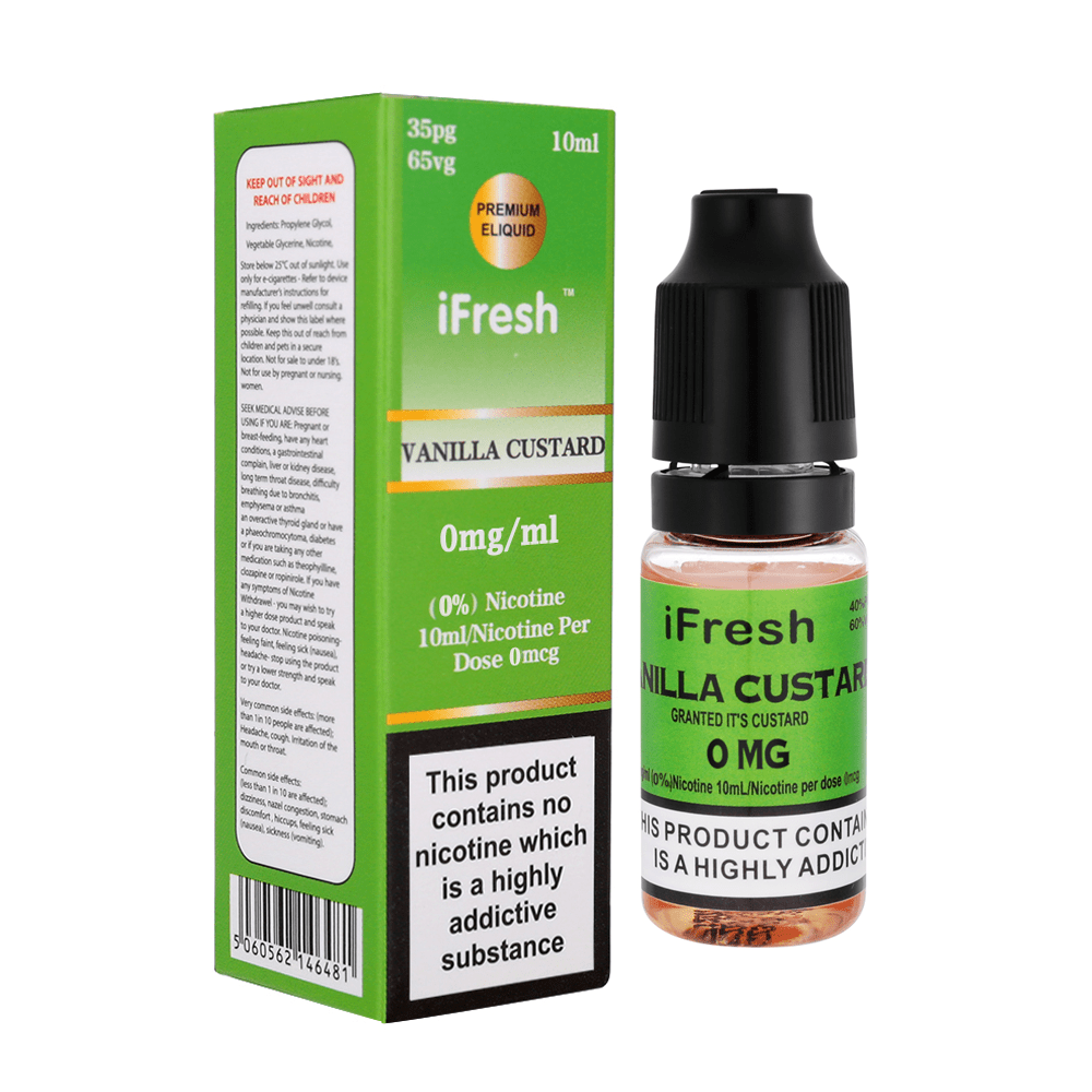 iFresh 10ml Nic Salt E-Liquid, Pack of 10, Vanilla Custard Flavor