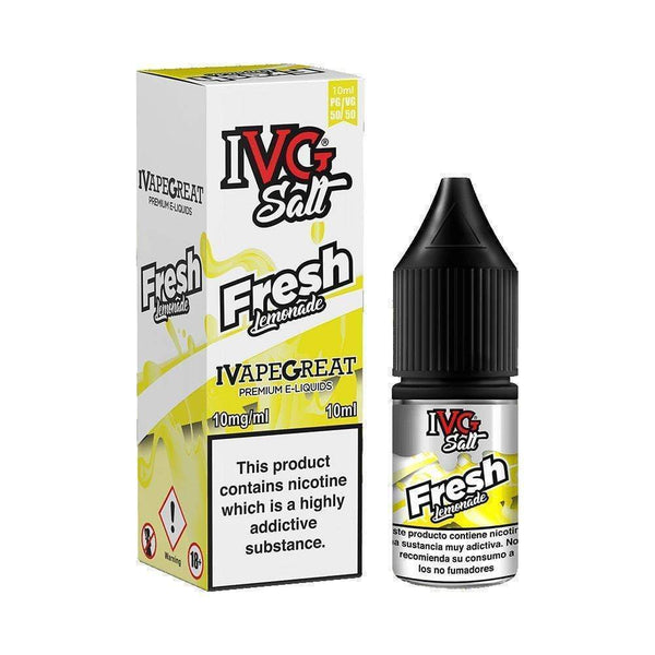 IVG 10ml Nic Salt E-Liquid, Pack of 10, Fresh Lemonade Flavor