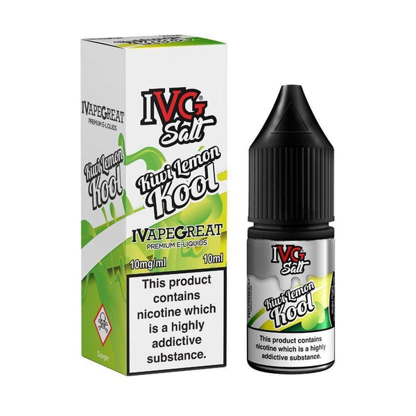 IVG 10ml Nic Salt E-Liquid, Pack of 10, Kiwi Lemon Kool Flavor