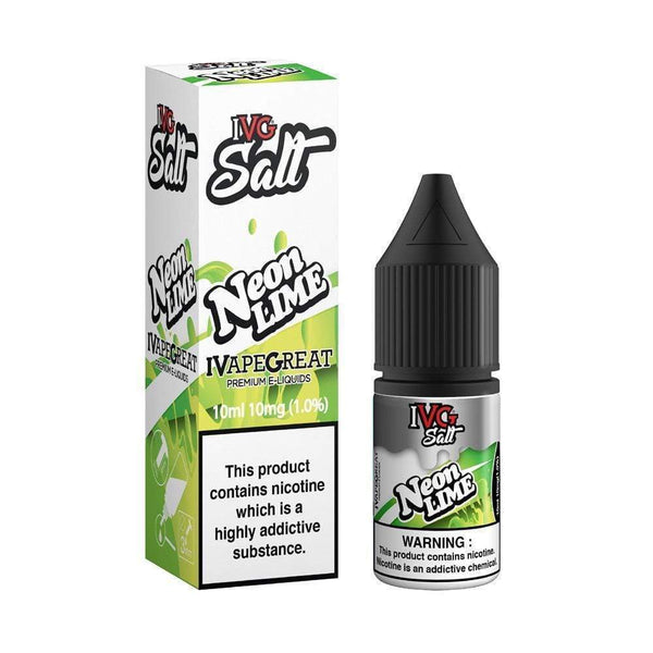 IVG 10ml Nic Salt E-Liquid, Pack of 10, Neon Lime Flavor