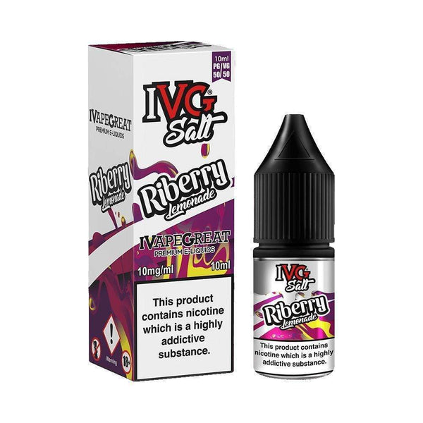 IVG 10ml Nic Salt E-Liquid, Pack of 10, Riberry Lemonade Flavor