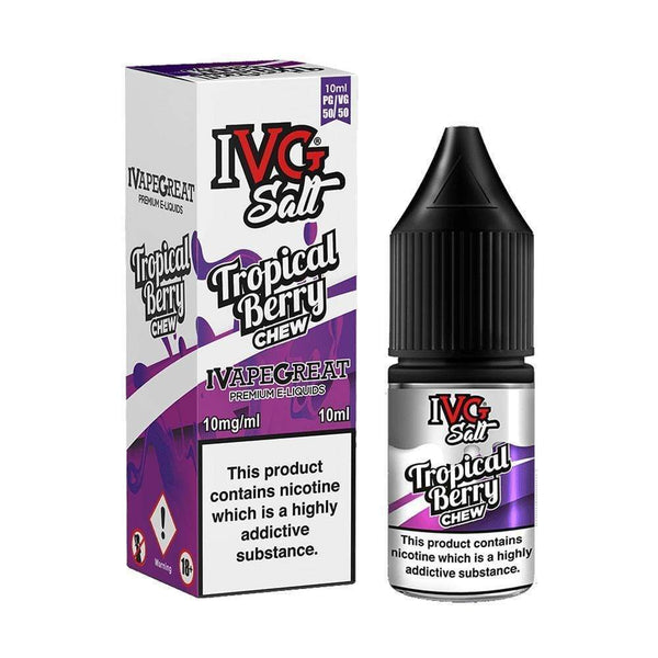 IVG 10ml Nic Salt E-Liquid, Pack of 10, Tropical Berry Chew Flavor