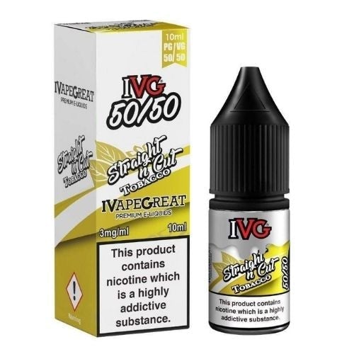 IVG 10ml Nic Salt E Liquid, Pack of 10, Straight n Cut Tobacco Flavor