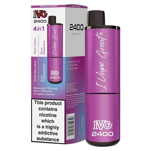 IVG 2400 Prefilled Vape Pod Device, Plum Blue Razz Flavor