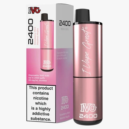 IVG 2400 Prefilled Vape Pod Device, Strawberry Mint Menthol Mojito Flavor