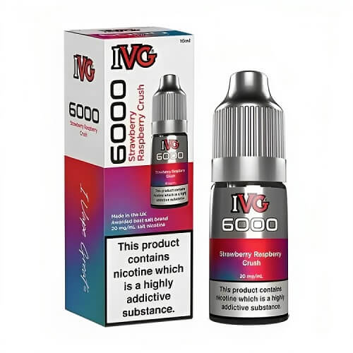 IVG 6000 10ml E Liquid Pack of 10, Strawberry Raspberry Crush Flavor