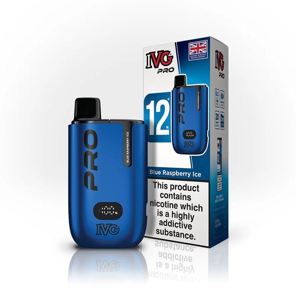 IVG Pro 12K Puff Starter Vape Kit Device Free Delivery, Blue Raspberry Ice Flavor